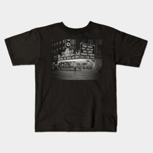 The Chicago Theater at Night, 1941. Vintage Photo Kids T-Shirt